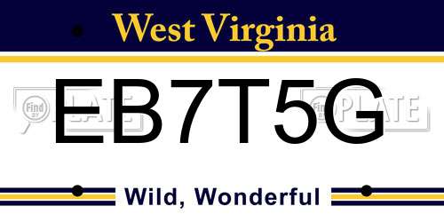EB7T5G West Virginia License Plate