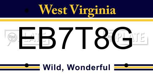 EB7T8G West Virginia License Plate