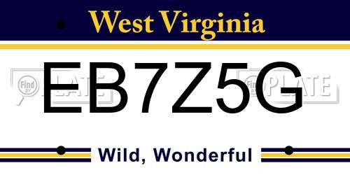 EB7Z5G West Virginia License Plate