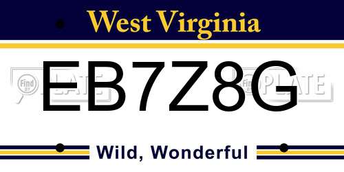 EB7Z8G West Virginia License Plate