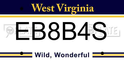 EB8B4S West Virginia License Plate
