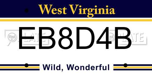 EB8D4B West Virginia License Plate