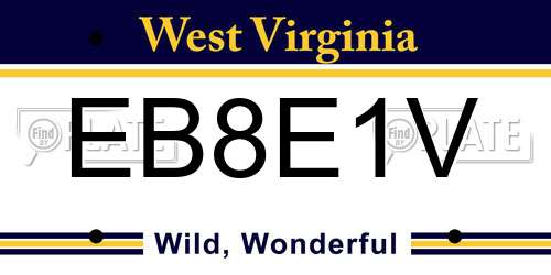 EB8E1V West Virginia License Plate