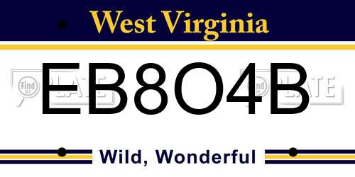 EB8O4B West Virginia License Plate