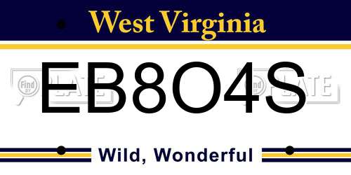 EB8O4S West Virginia License Plate