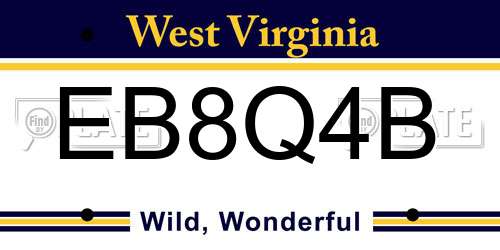 EB8Q4B West Virginia License Plate