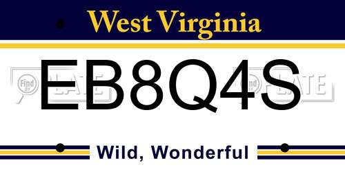 EB8Q4S West Virginia License Plate