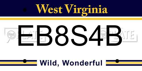 EB8S4B West Virginia License Plate