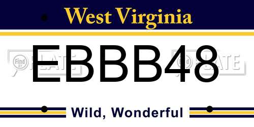 EBBB48 West Virginia License Plate