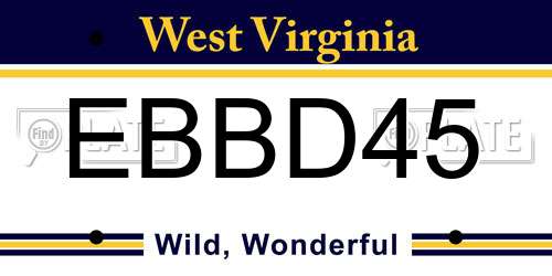 EBBD45 West Virginia License Plate