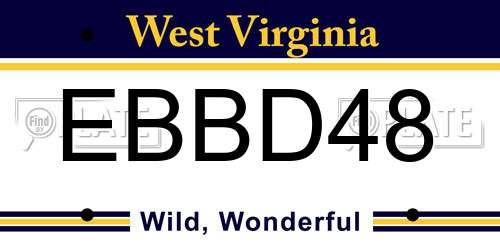 EBBD48 West Virginia License Plate