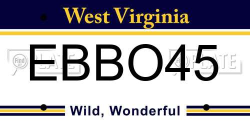 EBBO45 West Virginia License Plate