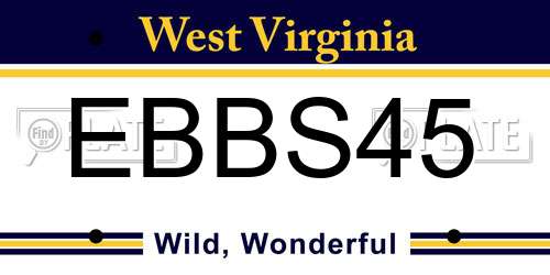 EBBS45 West Virginia License Plate