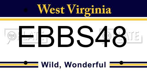 EBBS48 West Virginia License Plate