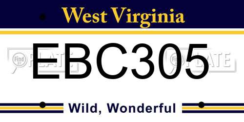 EBC305 West Virginia License Plate