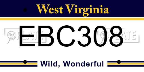 EBC308 West Virginia License Plate