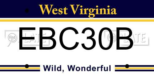 EBC30B West Virginia License Plate