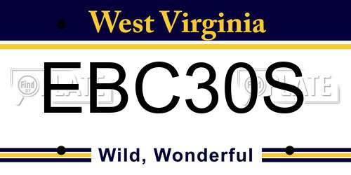EBC30S West Virginia License Plate