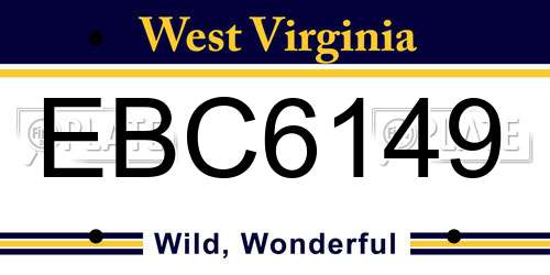 EBC6149 West Virginia License Plate
