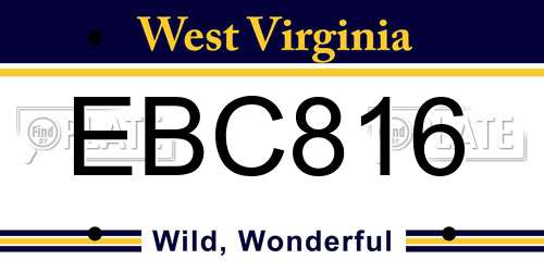EBC816 West Virginia License Plate