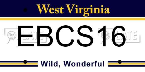 EBCS16 West Virginia License Plate