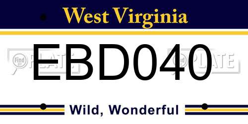 EBD040 West Virginia License Plate