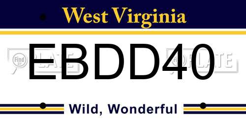 EBDD40 West Virginia License Plate
