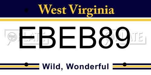 EBEB89 West Virginia License Plate