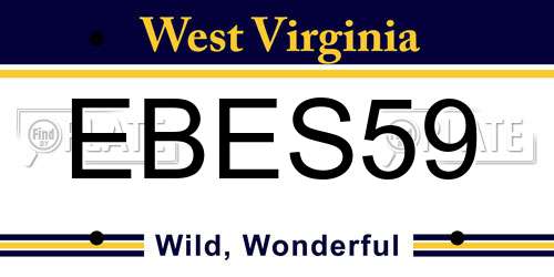 EBES59 West Virginia License Plate