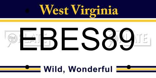 EBES89 West Virginia License Plate
