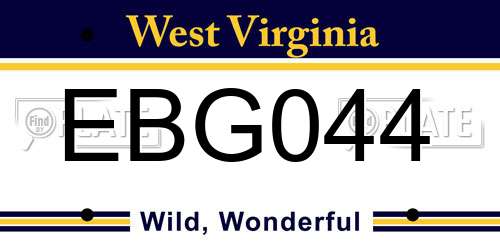 EBG044 West Virginia License Plate