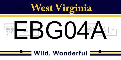 EBG04A West Virginia License Plate
