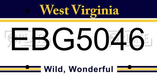 EBG5046 West Virginia License Plate