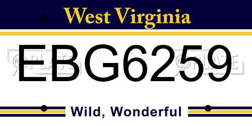 EBG6259 West Virginia License Plate