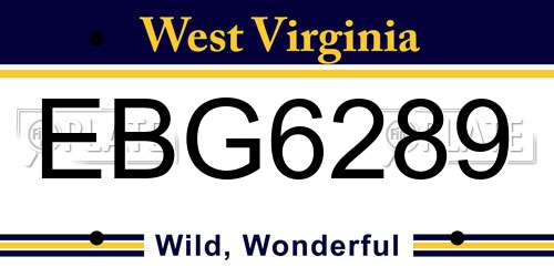 EBG6289 West Virginia License Plate