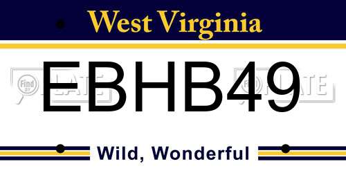 EBHB49 West Virginia License Plate