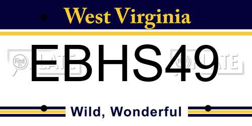 EBHS49 West Virginia License Plate