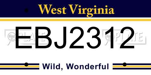 EBJ2312 West Virginia License Plate