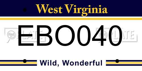 EBO040 West Virginia License Plate