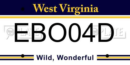 EBO04D West Virginia License Plate