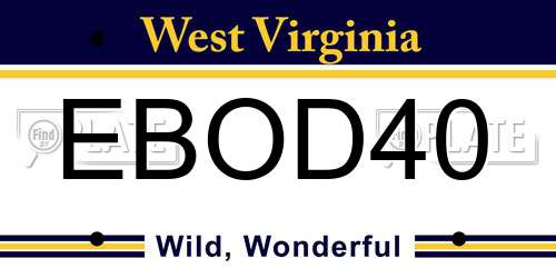 EBOD40 West Virginia License Plate