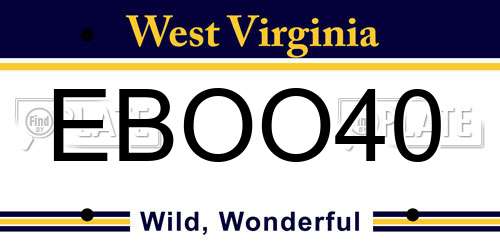 EBOO40 West Virginia License Plate