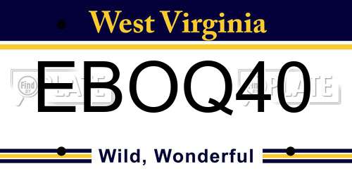 EBOQ40 West Virginia License Plate