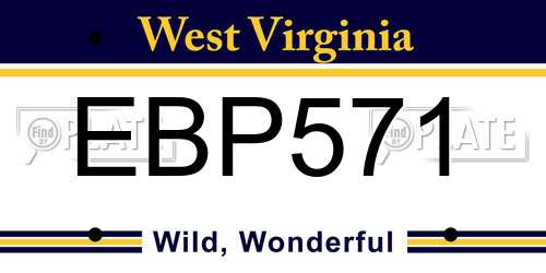 EBP571 West Virginia License Plate