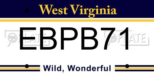 EBPB71 West Virginia License Plate