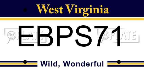 EBPS71 West Virginia License Plate