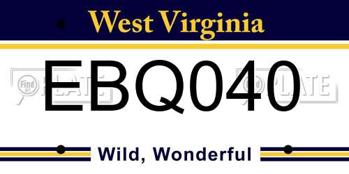 EBQ040 West Virginia License Plate