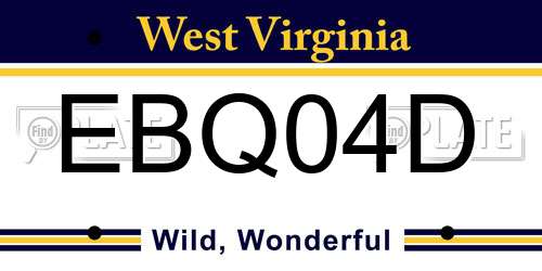 EBQ04D West Virginia License Plate