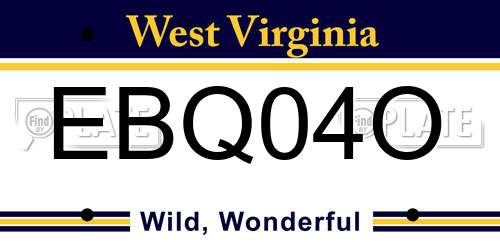 EBQ04O West Virginia License Plate