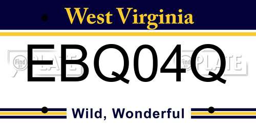 EBQ04Q West Virginia License Plate